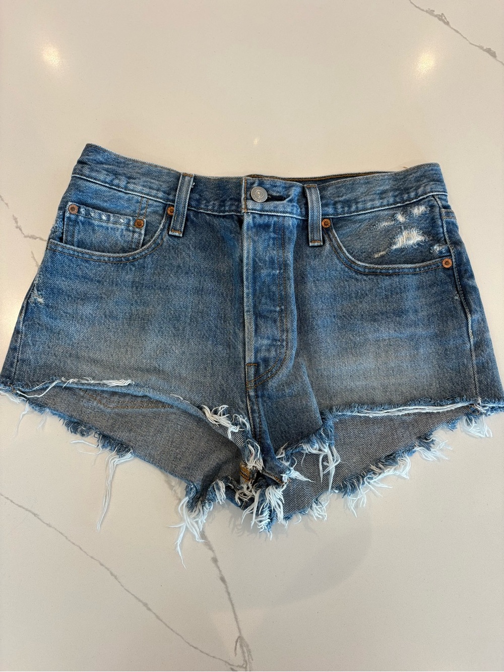 Levi's Blue Distressed Denim Jean Shorts